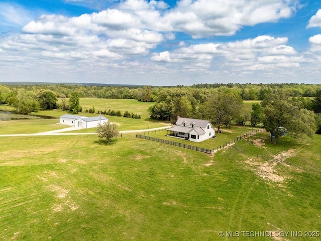 bird's eye view featuring a rural view