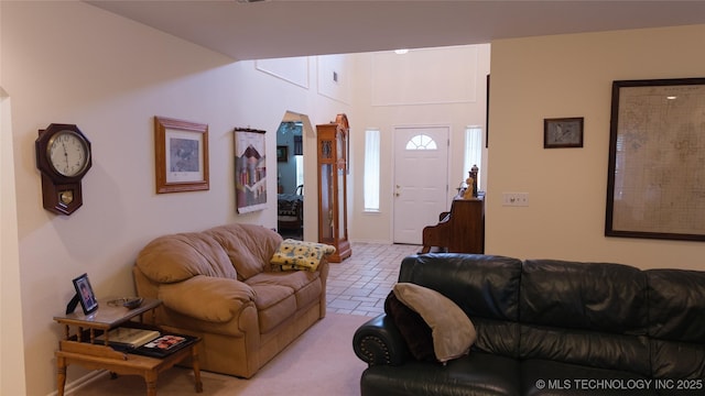 living area with visible vents
