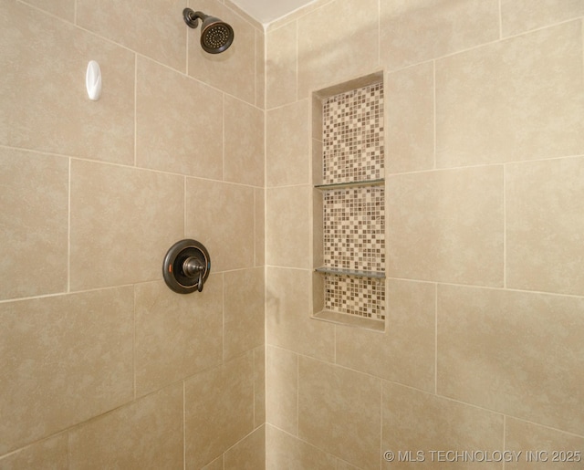 details with a tile shower