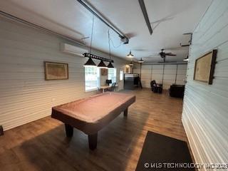 277 Oak Hollow Rd, Eufaula, OK 74432 - recreation room with wood finished floors, billiards table, and ceiling fan