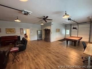 277 Oak Hollow Rd, Eufaula, OK 74432 - recreation room featuring wood finished floors, billiards, and ceiling fan