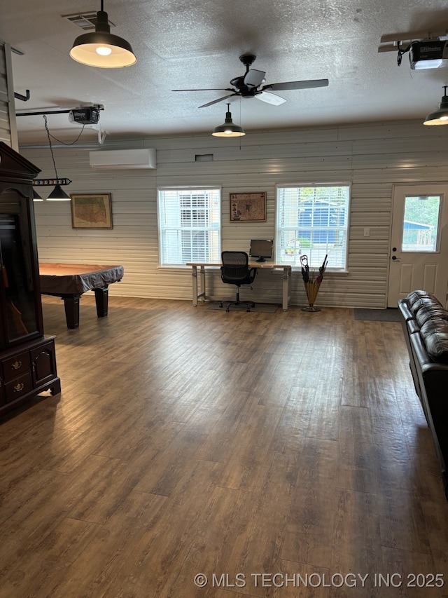 277 Oak Hollow Rd, Eufaula, OK 74432 - living area featuring wood finished floors, a textured ceiling, billiards table, and ceiling fan