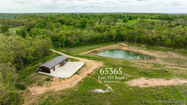 65365 E 155th Rd, Wyandotte, OK 74370 - drone / aerial view with a water view and a forest view
