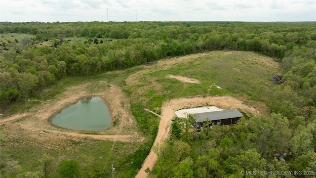 65365 E 155th Rd, Wyandotte, OK 74370 - bird's eye view with a water view and a forest view