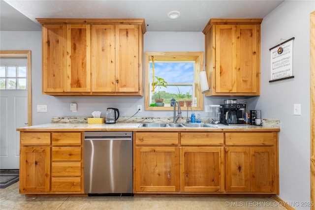 65365 E 155th Rd, Wyandotte, OK 74370 - kitchen with dishwasher, a sink, and light countertops