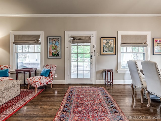 1805 W Easton St, Tulsa, OK 74127 - foyer featuring ornamental molding and dark wood-type flooring