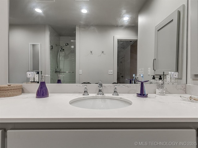 1805 W Easton St, Tulsa, OK 74127 - full bath with a shower stall, recessed lighting, and vanity