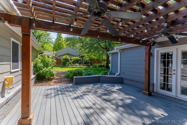 3505 S Birmingham Ave, Tulsa, OK 74105 - deck with a ceiling fan and a pergola