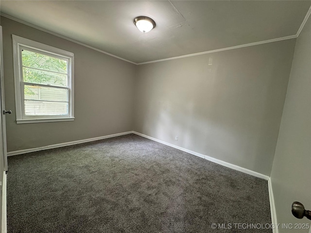 2122 N Florence Ave, Tulsa, OK 74110 - unfurnished room featuring dark colored carpet, crown molding, and baseboards