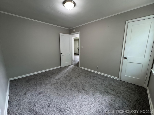 2122 N Florence Ave, Tulsa, OK 74110 - unfurnished bedroom featuring carpet floors, crown molding, and baseboards
