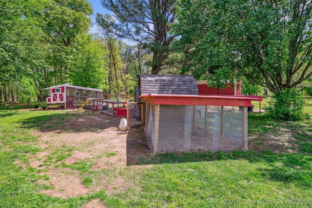 exterior space with a yard