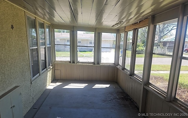view of unfurnished sunroom