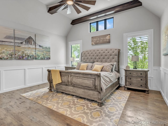 13651 S 26th St, Jenks, OK 74008 - bedroom featuring light wood finished floors, wainscoting, a decorative wall, and a ceiling fan