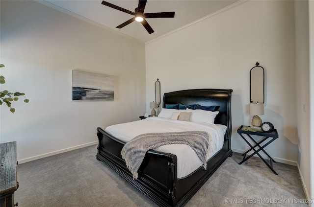 1500 N 72nd St, Broken Arrow, OK 74014 - bedroom featuring baseboards, a ceiling fan, crown molding, and carpet flooring
