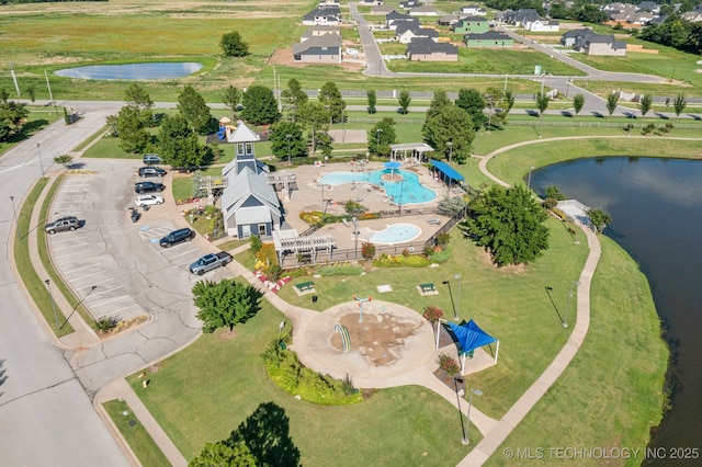 13323 S 21st St, Bixby, OK 74008 - aerial view of property and surrounding area featuring a large body of water and a pool area