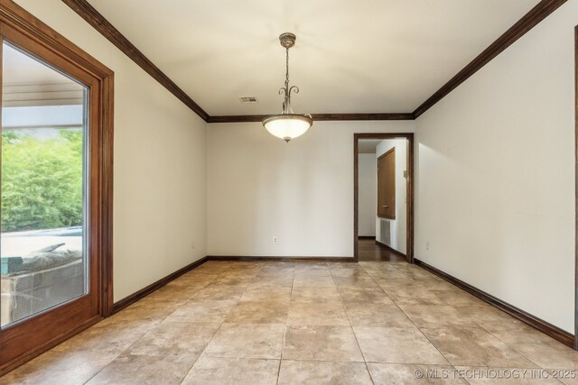 5601 S 9th E, Muskogee, OK 74403 - unfurnished room featuring crown molding, visible vents, and baseboards