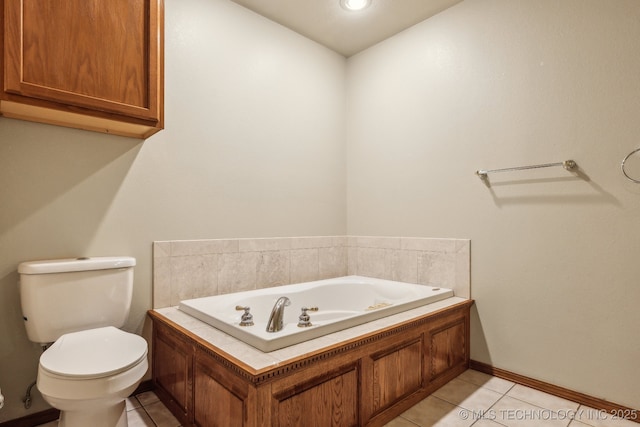 5601 S 9th E, Muskogee, OK 74403 - full bathroom with toilet, a bath, tile patterned floors, and baseboards
