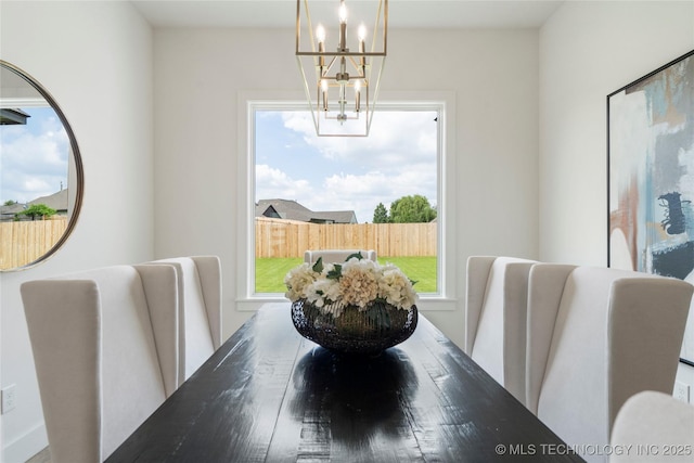dining area with a chandelier