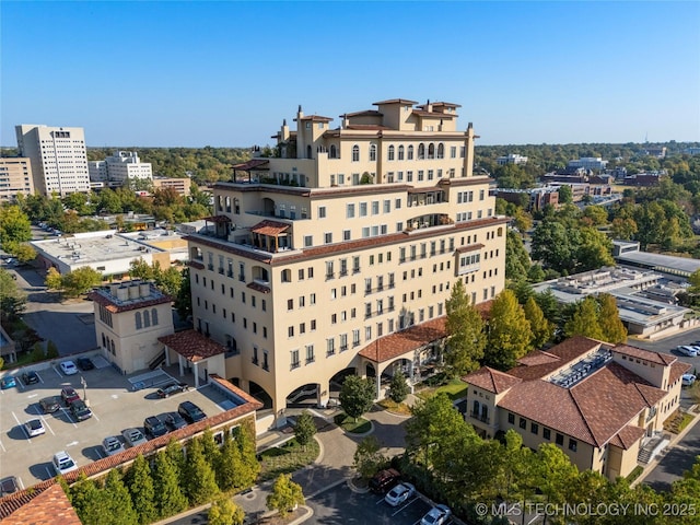 drone / aerial view with a city view