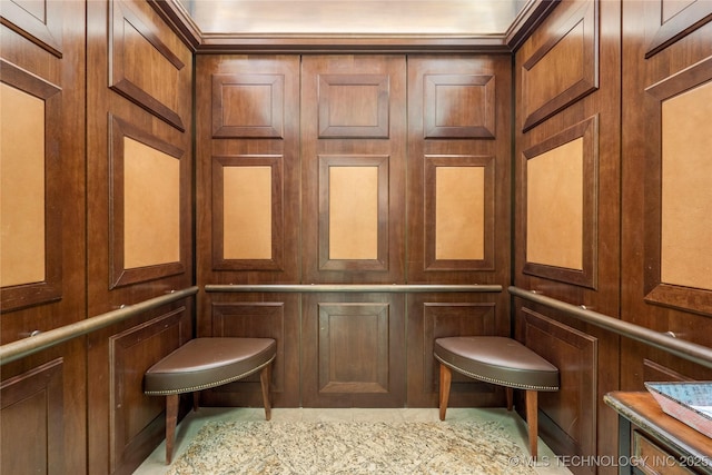 interior space with a decorative wall