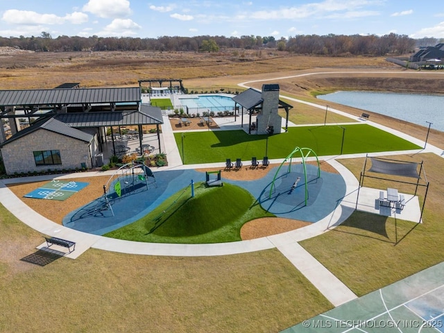 7905 N 146th E Ave, Owasso, OK 74055 - view of pool with a water view and a yard