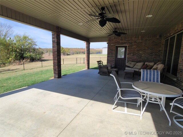 2267 Krebs Lk, Mcalester, OK 74501 - view of patio with an outdoor living space and ceiling fan
