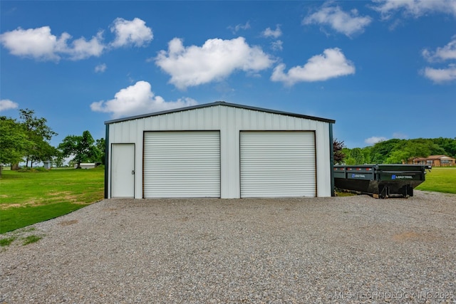 view of detached garage