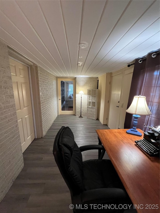 1029 N Kenwood Ave, Broken Arrow, OK 74012 - office area with brick wall and wood finished floors