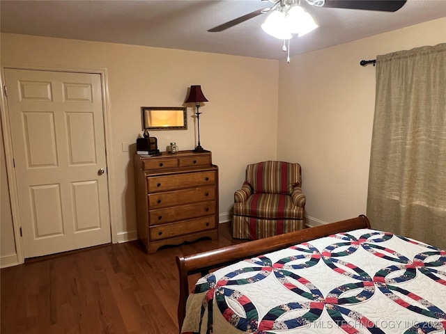 1029 N Kenwood Ave, Broken Arrow, OK 74012 - bedroom featuring baseboards, ceiling fan, and wood finished floors
