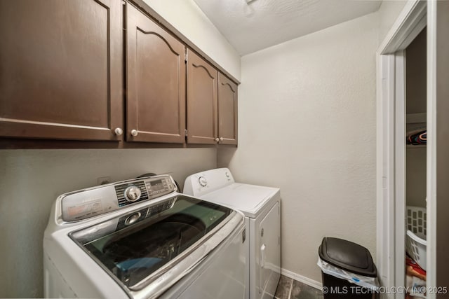 6605 S 1st St, Broken Arrow, OK 74012 - laundry area featuring washing machine and dryer and cabinet space