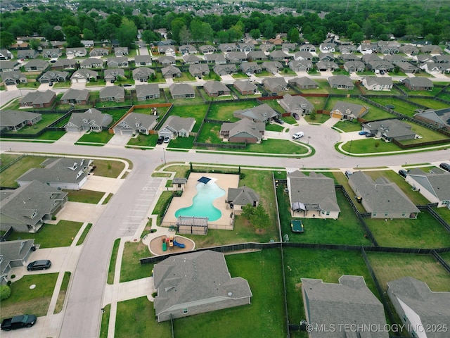 aerial view with a residential view
