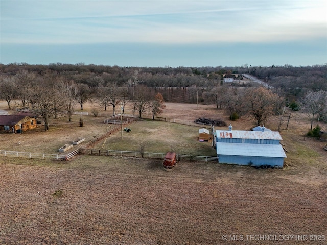 drone / aerial view with a rural view