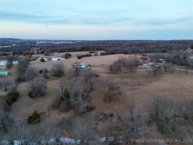 birds eye view of property with a rural view
