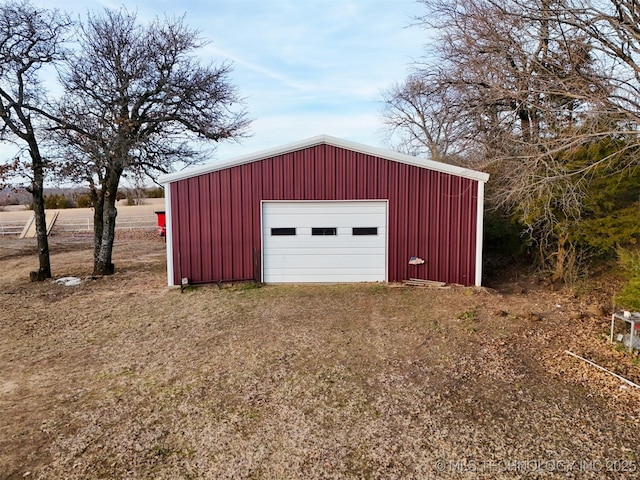view of detached garage