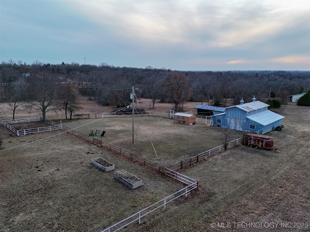 drone / aerial view featuring a rural view