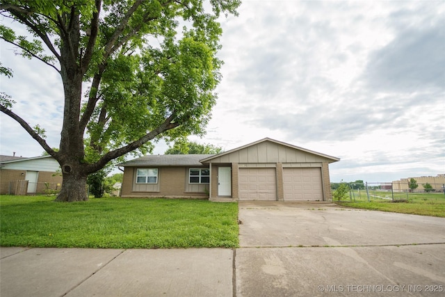 1160 S 124th E Ave, Tulsa, OK 74128 - single story home with an attached garage, driveway, board and batten siding, and brick siding