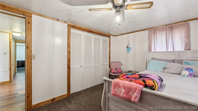 25505 S 4111th Rd, Claremore, OK 74019 - bedroom featuring a closet, carpet flooring, and ceiling fan