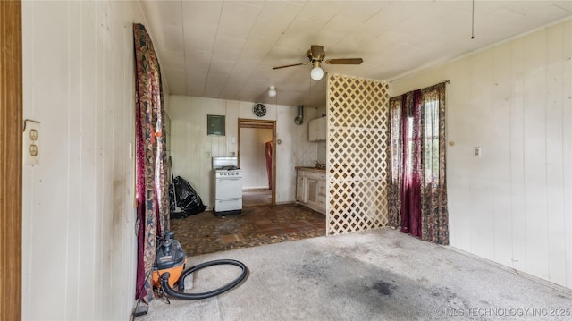 25505 S 4111th Rd, Claremore, OK 74019 - interior space featuring wooden walls and ceiling fan