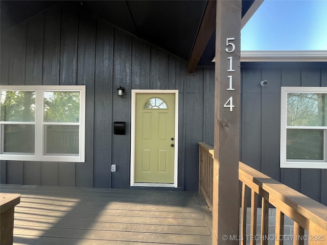 5114 W 3rd St, Tulsa, OK 74127 - entrance to property featuring board and batten siding