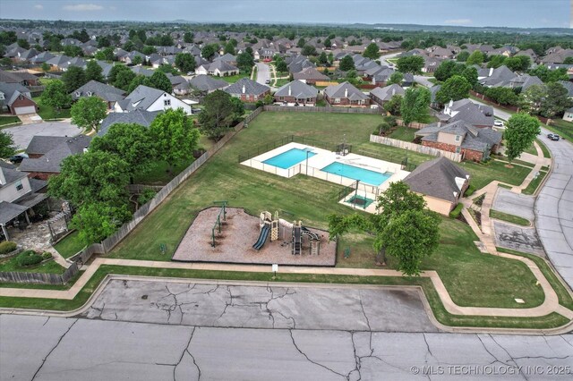 aerial view featuring a residential view