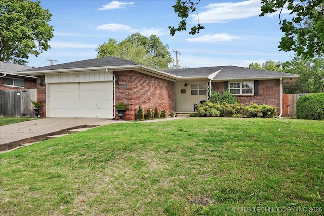 5729 E 25th Pl, Tulsa, OK 74114 - ranch-style house featuring brick siding, an attached garage, and fence