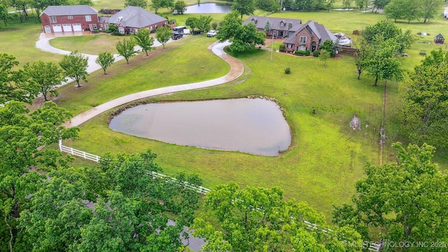 bird's eye view featuring a water view