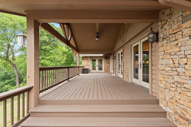 53402 E 332nd Loop, Jay, OK 74346 - deck featuring french doors and ceiling fan