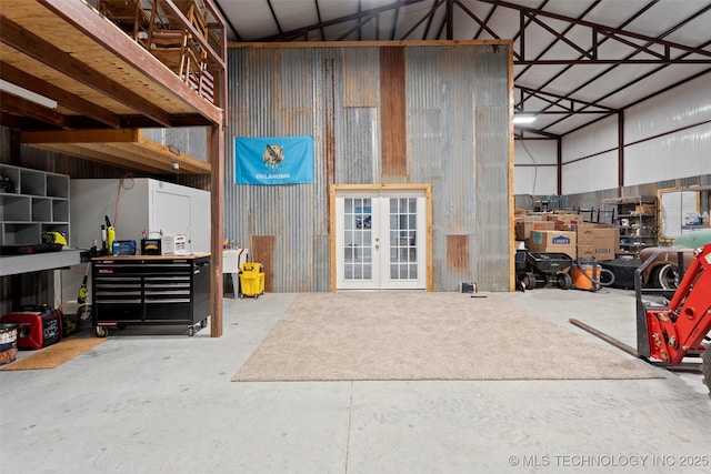 53402 E 332nd Loop, Jay, OK 74346 - garage featuring french doors and a workshop area
