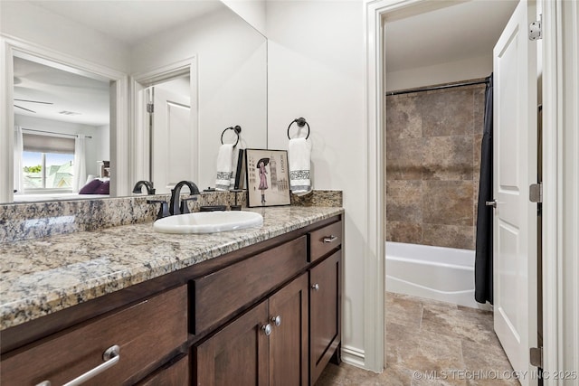 4401 S Quinoa Ave, Broken Arrow, OK 74011 - ensuite bathroom featuring vanity and shower / bath combo with shower curtain