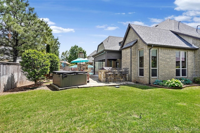 4401 S Quinoa Ave, Broken Arrow, OK 74011 - fenced backyard with a hot tub and a patio area