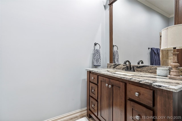 4401 S Quinoa Ave, Broken Arrow, OK 74011 - bathroom with vanity and ornamental molding