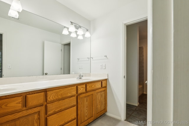 1491 Southpointe Rd, Eucha, OK 74342 - bathroom with double vanity, baseboards, and a sink
