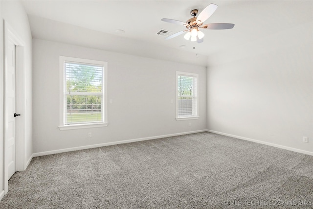 15916 E 106th Pl, Owasso, OK 74055 - carpeted empty room featuring ceiling fan, baseboards, and visible vents
