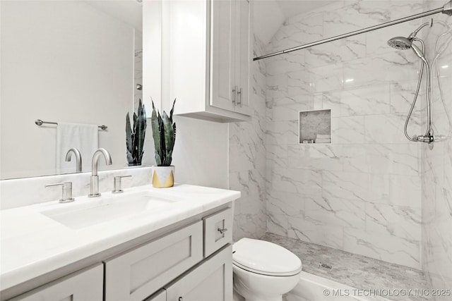 15916 E 106th Pl, Owasso, OK 74055 - full bath featuring vanity, toilet, and a marble finish shower
